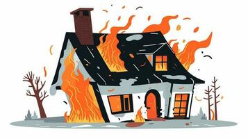 Dramatic Blaze Exploring the Intense Image of a House on Fire in the Banner vector