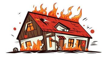 Dramatic Blaze Exploring the Intense Image of a House on Fire in the Banner vector