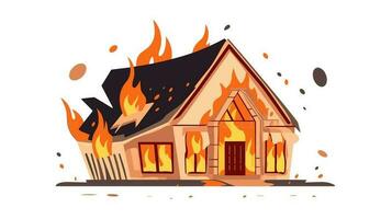 Dramatic Blaze Exploring the Intense Image of a House on Fire in the Banner vector