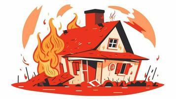 Dramatic Blaze Exploring the Intense Image of a House on Fire in the Banner vector