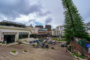 Da Lat, Viet Nam - 3 June 2023 View from Da Lat Market in the morning, Traffic Center Landmark in Da Lat city photo