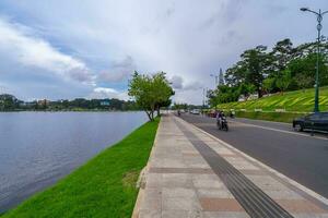 Da Lat, Viet Nam - 3 June 2023 Beautiful morning by Xuan Huong Lake, Da Lat city center, Lam Dong province, Vietnam photo