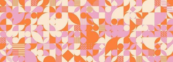 1970's Vintage Geometric Pattern. Seamless Bauhaus 60s and 70s style pattern. Vector Illustration. EPS 10.