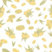 Repeating Seamless Oat and Wheat pattern on white background. Editable EPS 10. Vector Artwork.