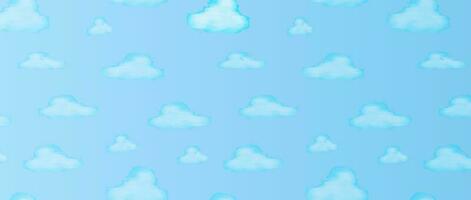 Watercolor clouds on blue sky. Beautiful backdrop with empty space for text. Vector Art.