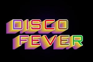 retro disco fiebre firmar en Clásico retro tipografía estilo aislado en negro antecedentes. editable vector ilustración. eps 10