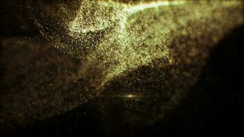 Golden Particles Wave and light abstract background with shining particle floor stars dust flare. video