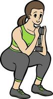 girl weight training workout  sport vector