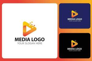 medios de comunicación jugar logo diseño modelo vector