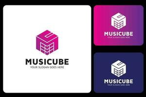 Hexagon Music Logo Design Template vector