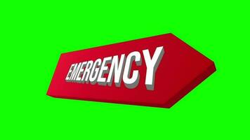 emergencia texto animado para policía fuego y médico. Vamos rojo botón en verde pantalla animación. video