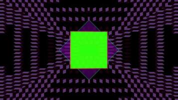 Geometric cube transitions. cubes 3d pattern style background with chroma key green screen on display video