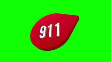 Emergency Call 911 animated for Police Fire and Medical. go red button on green screen animation. video