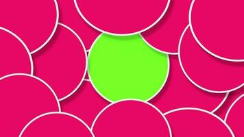 Pink geometric background with green screen circles animated video