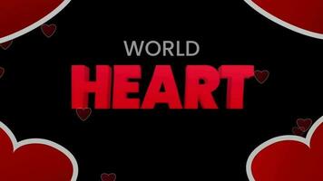 World Heart day. Text animation video with motion graphics.