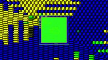 geometrisk kub övergångar. kuber 3d mönster stil bakgrund med krom nyckel grön skärm på visa video