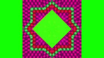 Geometric cube transitions. cubes 3d pattern style background with chroma key green screen on display video