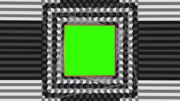 Geometric cube transitions. cubes 3d pattern style background with chroma key green screen on display video