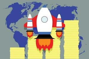 Global financial success of launch start up vector