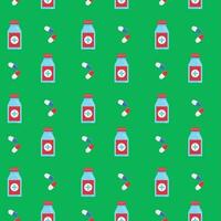 Seamless background pattern medicine with bottle of tablet pill, vector illustration