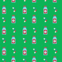 Seamless background pattern medicine with bottle of tablet pill, vector illustration