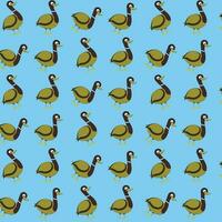 Seamless pattern with wild duck. Adorable duck background, vector illustration