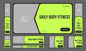 Body fitness training web banner, editable vector eps 10 file format