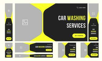 Best cleaning services vector web set banner template design for social media posts,