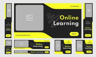 Online learning set of web banner template design vector