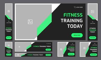 Fitness training set of web banner template design for social media posts vector