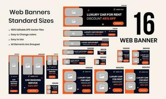 Car Rental web bundle banners design web template Set vector