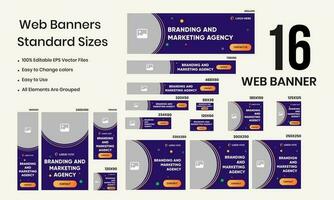 Branding and marketing agency web set banner design for social media posts vector