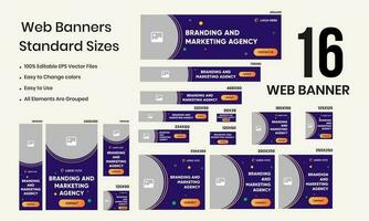 Branding and marketing agency web set banner design for social media posts vector