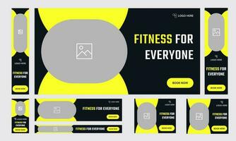 Body fitness training offer banner template, vector eps 10 file format