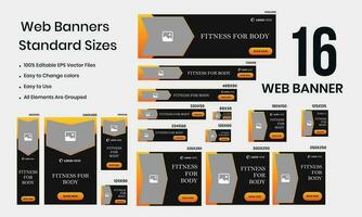 Creative body exercise web banner design, vector eps 10 format