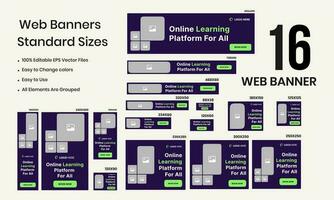 Online learning web set banner design vector