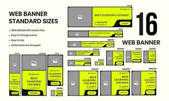 educación cursos web haz estándar tamaños bandera vector