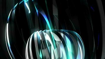 Abstract rotating spherical object with many stripes on an animated background video