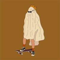 People in Halloween costume. Ghost. Flat design style vector illustration.