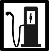 eléctrico vehículos cargando punto icono, coche cargar estación cuadrado firmar, aislado en blanco fondo, vector ilustración