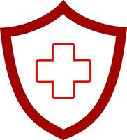 immune system icon. Medical cross on shield. Isolated on white background. Replaceable vector design.