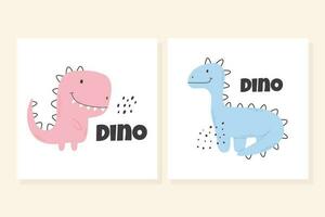 Cute childish dino print in flat scandinavian style. Poster with dino and lettering. Vector illustration..