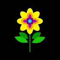 Bright yellow flower mexican embroidery on a black background vector