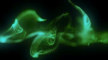 Fluorescent green liquid and spread on black background video