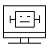 Computer, Monitor or TV icon. Robot in Computer vector icon from Artificial Intelligence collection. Outline style Monitor,  Computer or TV icon.