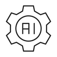 Ai powered gear icon.Gear vector icon from Artificial Intelligence collection. Outline style Gear icon.