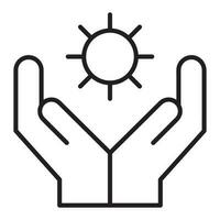 Artificial Intelligence hand holding sun Icon. hand holding sun vector icon from Artificial Intelligence collection. Outline style hand holding sun Artificial Intelligence icon.