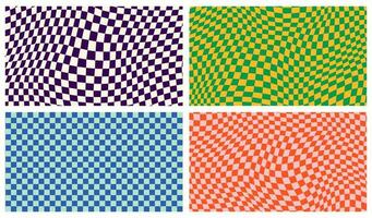 Groovy retro pattern background in psychedelic checkered backdrop style. A chessboard in a minimalist abstract design with a 60s 70s aesthetic vibe. hippie style y2k. funky print vector illustration