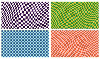 Groovy retro pattern background in psychedelic checkered backdrop style. A chessboard in a minimalist abstract design with a 60s 70s aesthetic vibe. hippie style y2k. funky print vector illustration