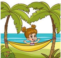 kids playing on the beach vector illustration